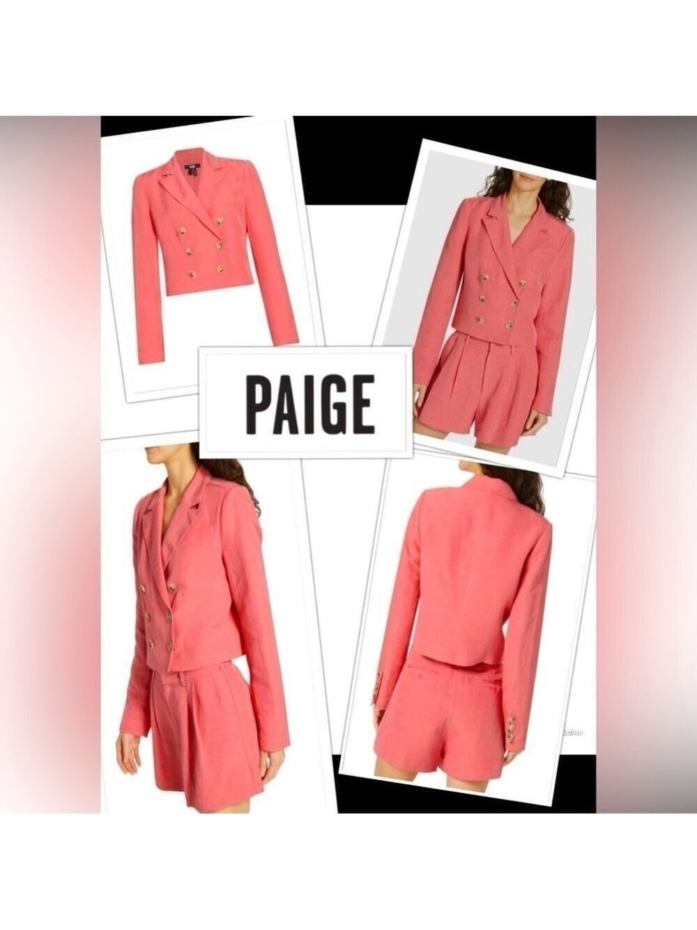 New PAIGE Y2K Style Linen Blazer Crop Boxy Fit, Academia classic Size 14